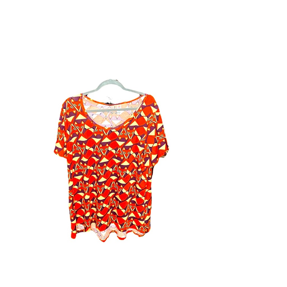 Lularoe Fox Shirt 3XL PERFECT for FALL (Pumpkin Color with Maroon background)